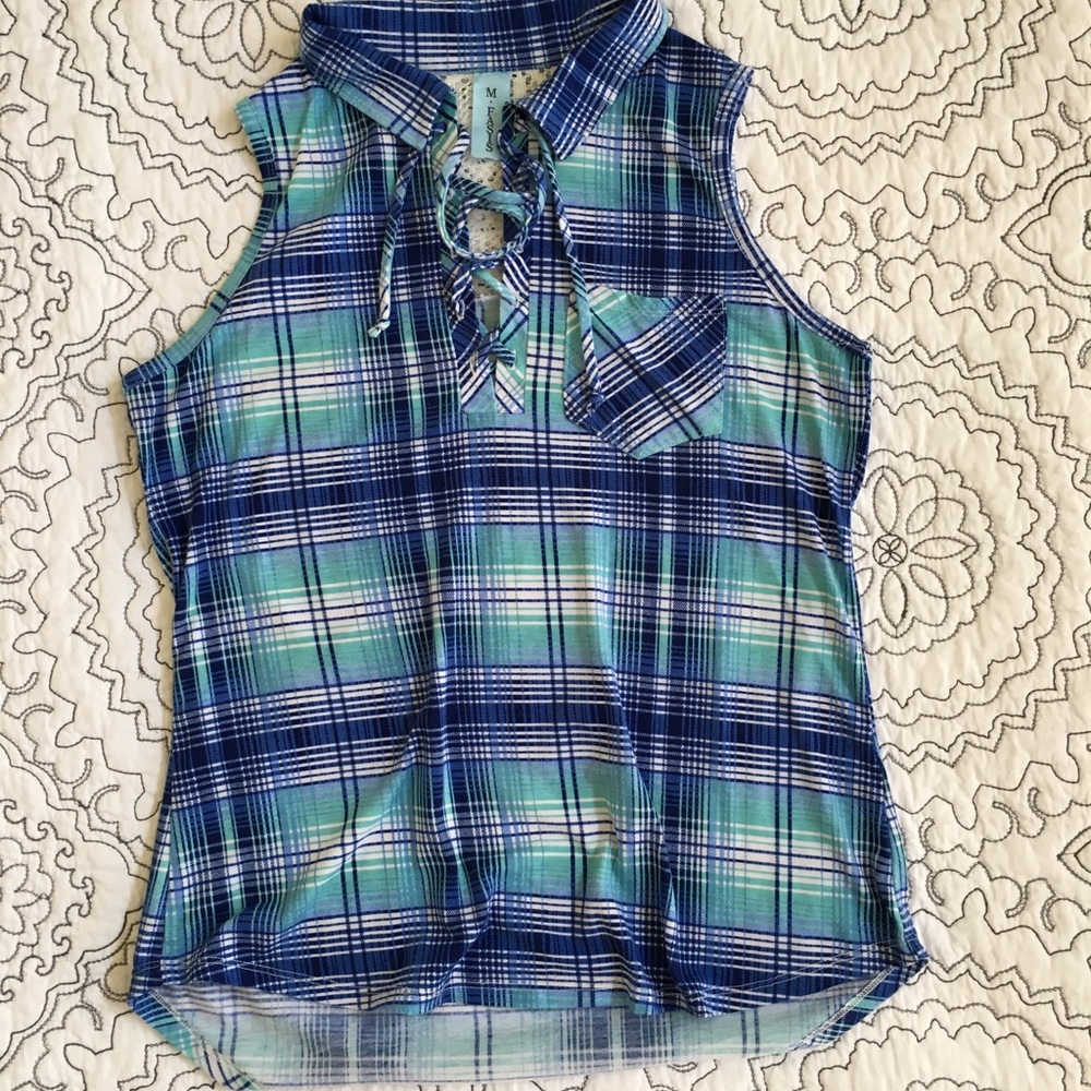 M. Fasis plaid sleeveless shirt - Picture 2 of 8